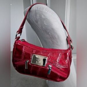 Limited Edition! Retro Polo Red Croc-Embossed Under Arm Bag Silver Logo Hardware